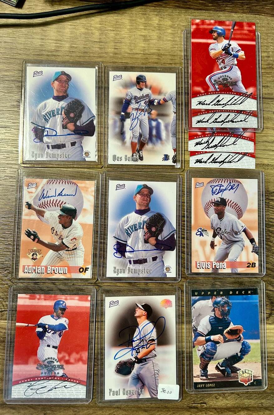Assorted Vintage Autographed Baseball Trading Cards Lot